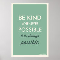GREEN | VINTAGE BE KIND WHENEVER POSSIBLE POSTER