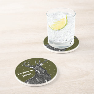 Green Vintage Buck Coasters I'd Rather be Hunting