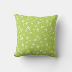 Green vintage butterfly motif pattern cushion