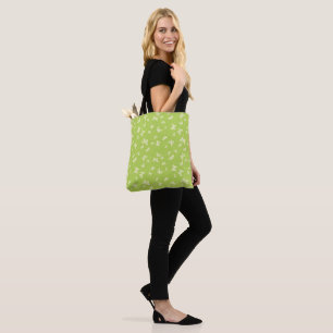 Green vintage butterfly motif pattern tote bag