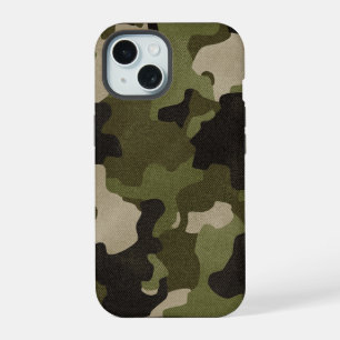 Green Vintage Camo Realistic Grunge Effect iPhone 15 Case