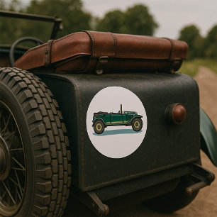 Green Vintage Car Classic Old-Timer Automobile  Classic Round Sticker