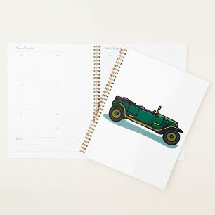 Green Vintage Car Classic Old-Timer Automobile Planner