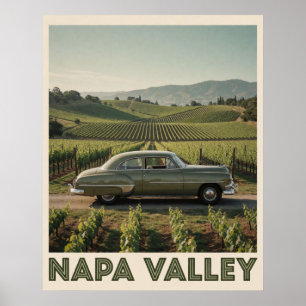 🏔️ Green Vintage Car Napa Valley Poster