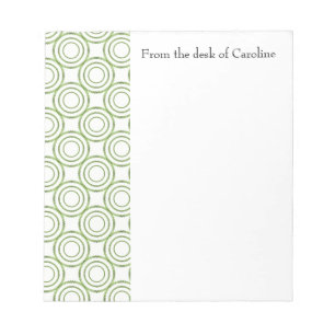 Green Vintage Circle Pattern Personalised Notepad