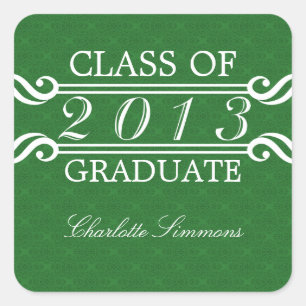 Green Vintage Damask 2013 Graduation Stickers