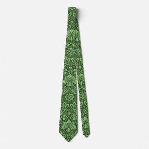 Green vintage damask pattern tie