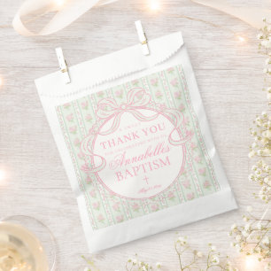 Green  Vintage Fancy Floral Baptism Dessert Favour Bags