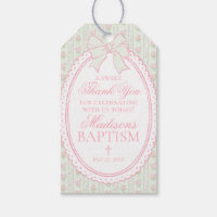 Green Vintage Fancy Floral Baptism Favors