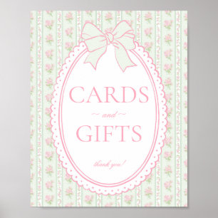 Green Vintage Fancy Floral Card & Gifts Sign