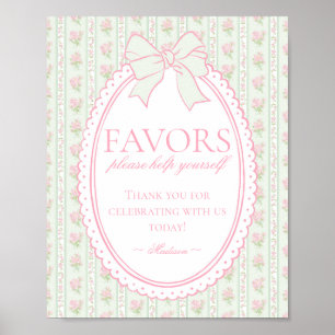 Green Vintage Fancy Floral Favors Sign