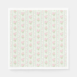 Green Vintage Fancy Floral Party Dessert Napkin