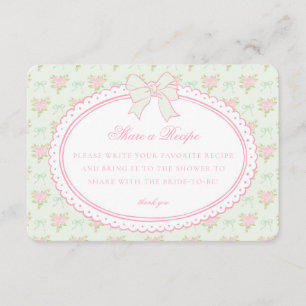 Green Vintage Fancy Floral Share Recipe Enclosure Card