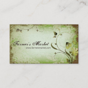 Green Vintage Farmer's Market Leafy Business Card