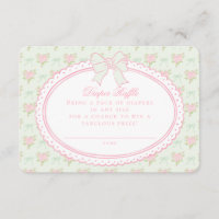 Green Vintage Floral Diaper Raffle Invite Insert