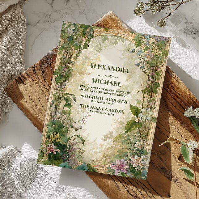 Green Vintage Floral Wedding Invitation (Creator Uploaded)