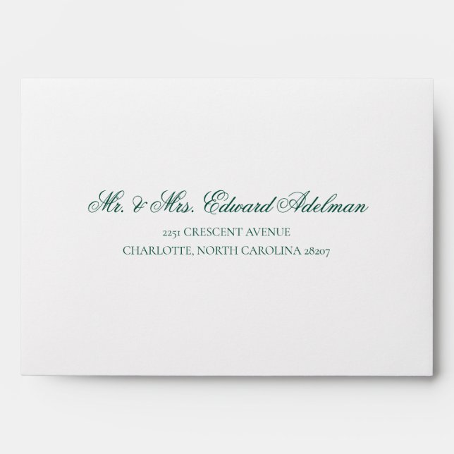 Green Vintage Floral Wedding Suite Envelope (Front)