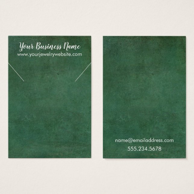 Green Vintage Grunge Necklace Holder Display Card (Front & Back)