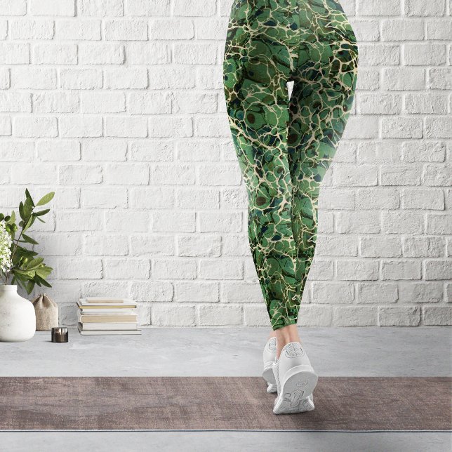 Green Vintage Marbled Paper Leggings (Creator Uploaded)