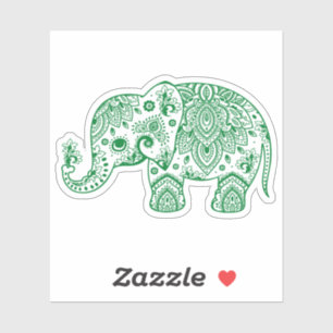 Green vintage paisley elephant