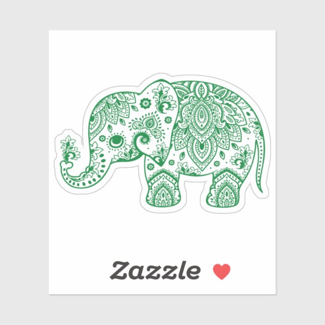 Green vintage paisley elephant (Sheet)