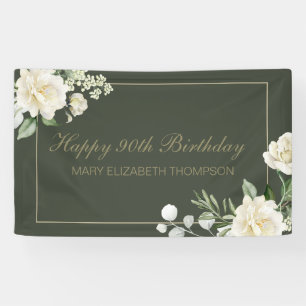 Green Vintage Rose Paper Plate Banner