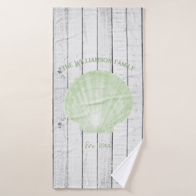 Green Vintage Scallop Shell Bath Towel Set (Bath Towel)
