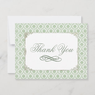 Green Vintage Shabby Bridal Thank You Card