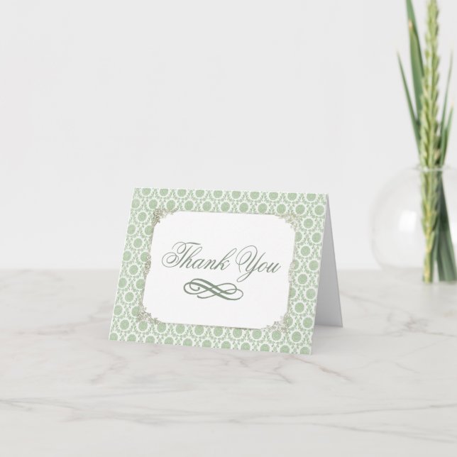 Green Vintage Shabby Bridal Thank You  Card (Front)