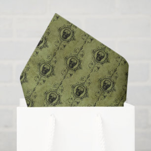 Green Vintage Skulls Tissue Paper