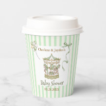 Green Vintage Watercolor Carousel Baby Shower