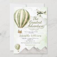 Green Vintage World Adventure Hot Air Balloon