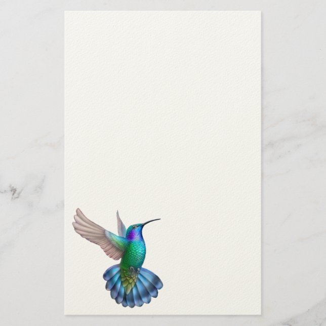 Green Violet Eared Hummingbird Stationery (Front)