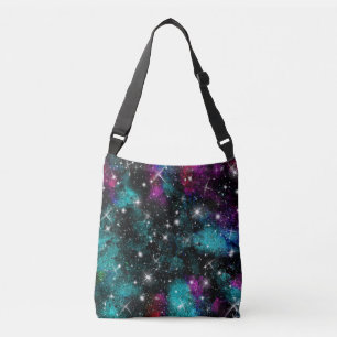 Green Violet Galaxy Star Milky Way Crossbody Bag