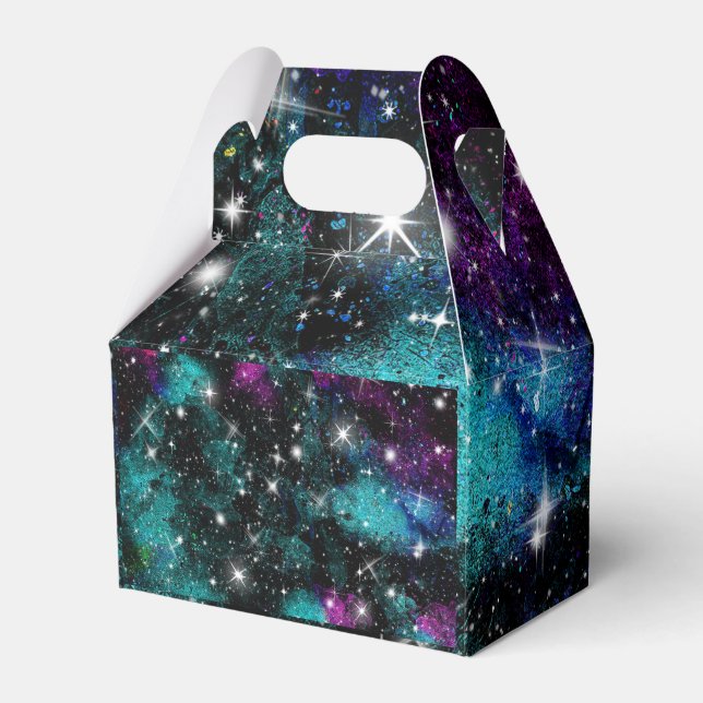 Green Violet Galaxy Star Milky Way Favour Box (Front Side)