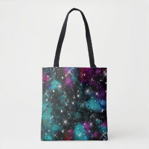 Green Violet Galaxy Star Milky Way Tote Bag