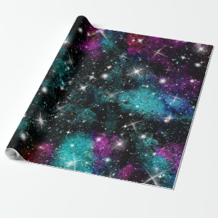 Green Violet Galaxy Star Milky Way Wrapping Paper