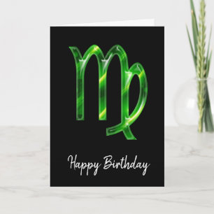 Green Virgo Sign Birthday Card