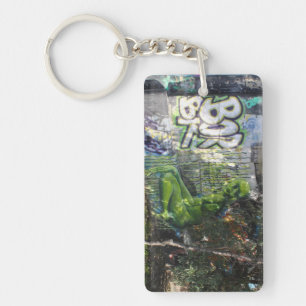 Green Visitor From Outer Space Graffiti Key Ring