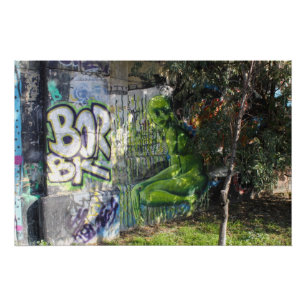 Green Visitor From Outer Space Graffiti Poster
