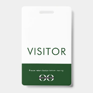 Green Visitor Pass with Customizable Logo ID Badge