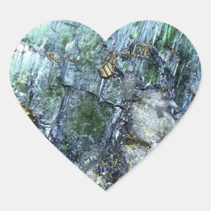 Green Vivianite Crystal Gemstone Mineral Art Heart Sticker