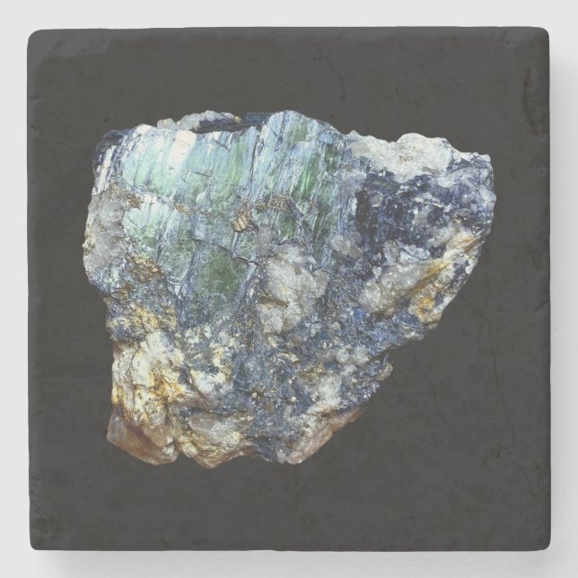 Green Vivianite Crystal Marble Stone Coaster (Front)