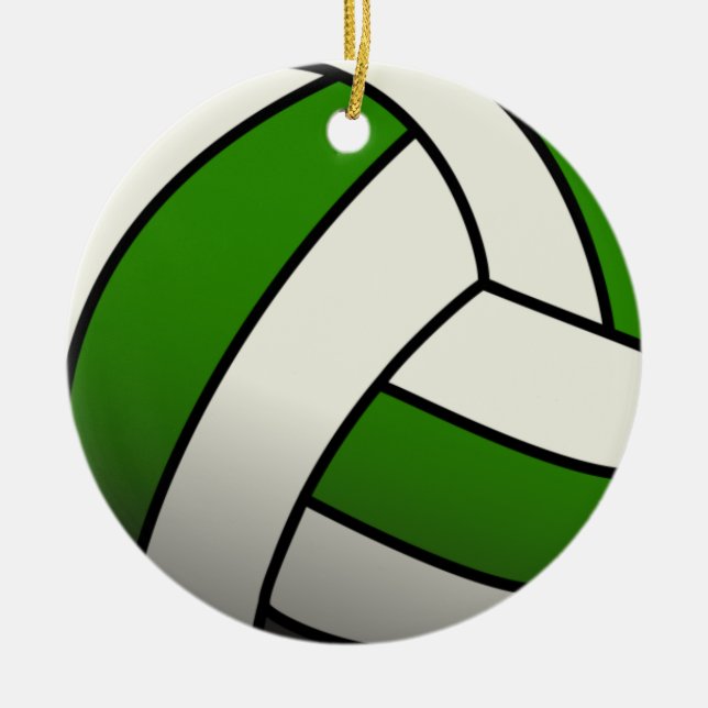 Green Volleyball Ceramic Tree Decoration (Front)