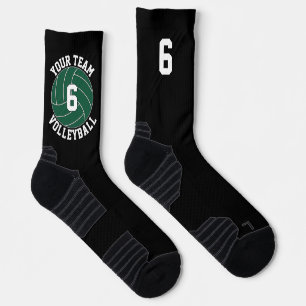 Green Volleyball Custom Team Name & Player Number Socks
