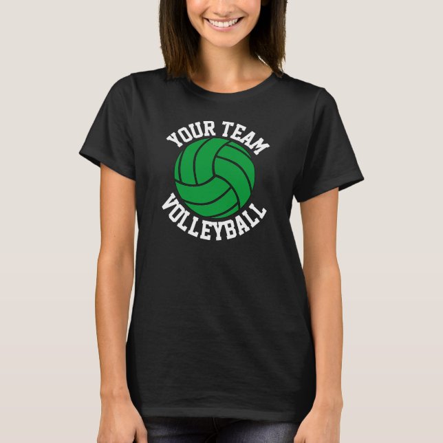 Green Volleyball Custom Volleyball Team Name Sport T-Shirt (Front)