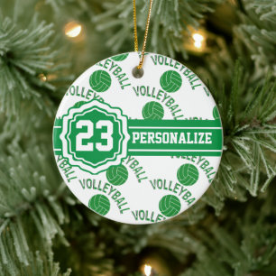 Green Volleyball   DIY Name and Number Ceramic Tree Decoration