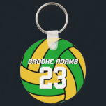 Green Volleyball Sports Team Brazil Keychain<br><div class="desc">A cool and colourful sports theme keychain as gift for families and friends. Volleyball keychain with personalised name and player number. A great souvenir for volleyball coach,  captain and players.</div>