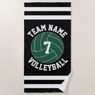 Green Volleyball Team Name & Player Number Custom Beach Towel