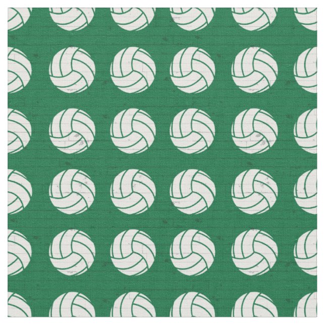 Green Volleyball Wood Floor Patterned Fabric (Close Up)